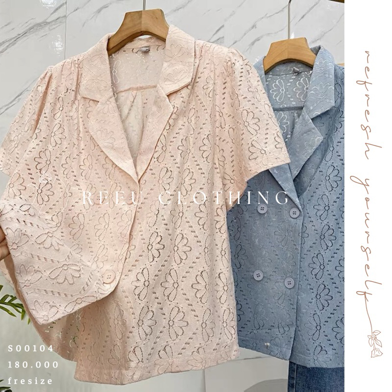 (pre-order) áo sơ mi vải xô hoa cổ vest màu xanh hồng pastel