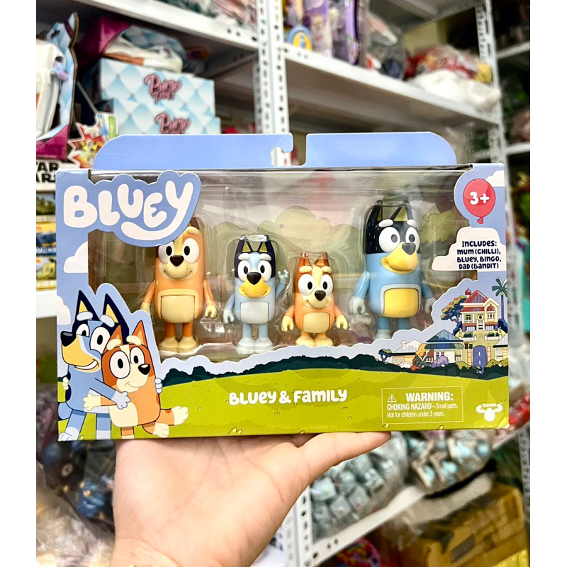 Hộp 4 nhân vật Bluey và gia đình chính hãng full box