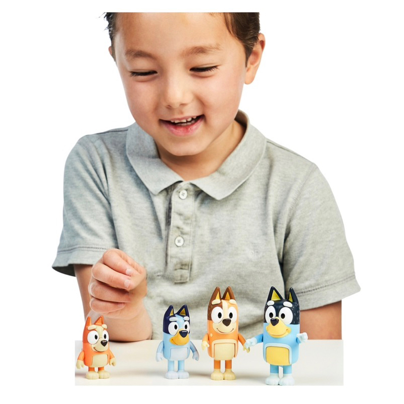 Hộp 4 nhân vật Bluey và gia đình chính hãng full box