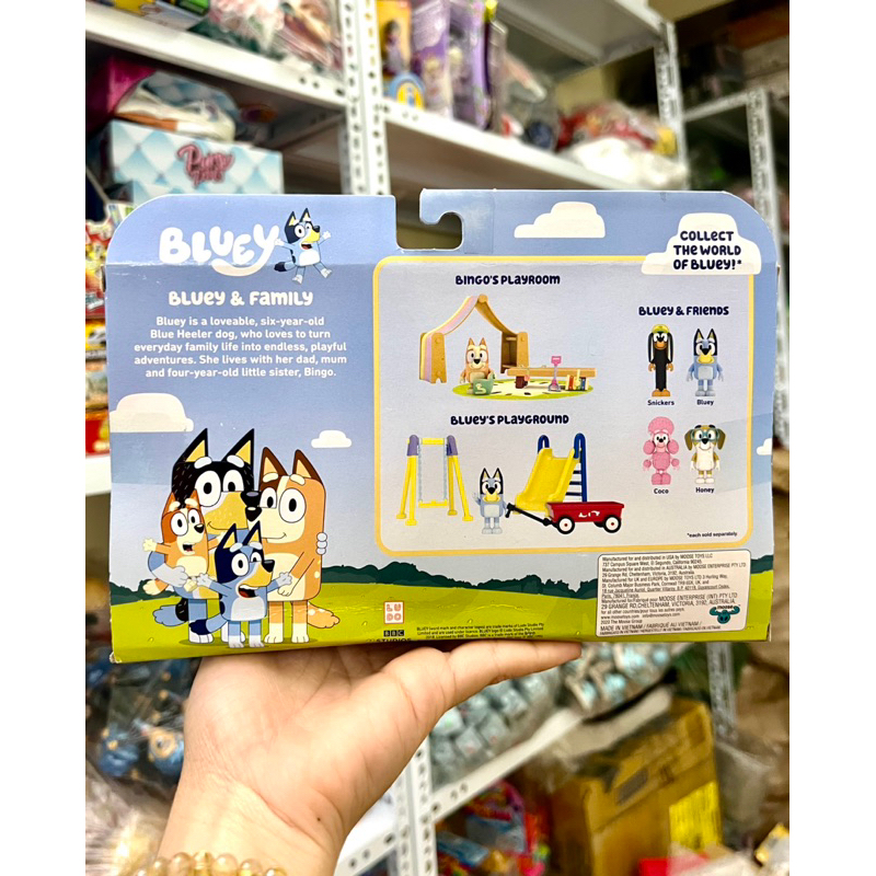 Hộp 4 nhân vật Bluey và gia đình chính hãng full box