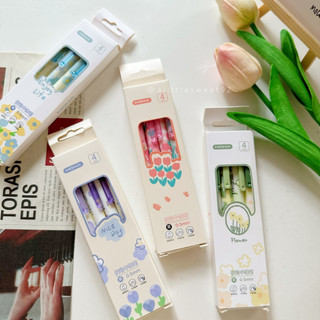 Set 4 bút gel moka flowers - bút mực đen