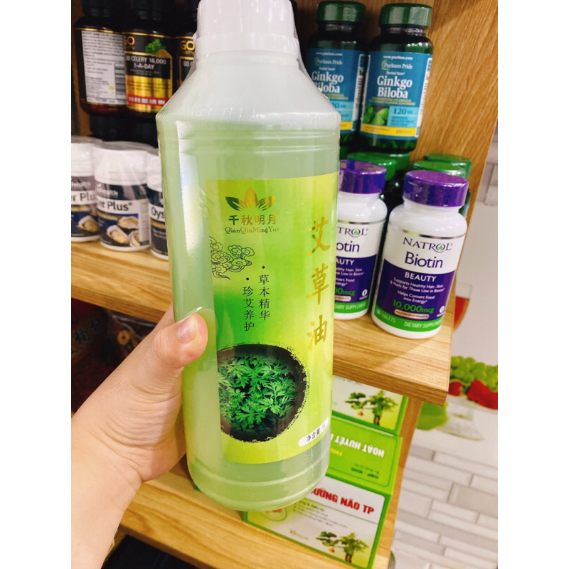 Dầu gừng/ngải cứu nóng 1 lít, dầu nóng vàng massage body, giảm béo