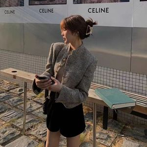 Sẵn M(Hàng Đẹp)Ảnh thật 6 hình cuối-HC840.Áo khoác dạ Tweed cổ trụ xuân thu thời trang phong cách Hàn Quốc