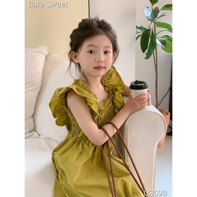 Váy Bé Gái Cara Sweet Smocking Thô Hàn Tay cánh tiên1 Lớp Mềm Mát Cao cấp Cho Bé Từ 10 -48kg Mã CS698
