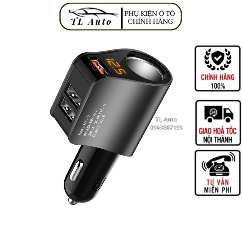 Tẩu Sạc ô tô QC 3.0 - Tẩu chia sạc chính hãng Hyundai HY-10 dùng được cho mọi loại xe TL Auto
