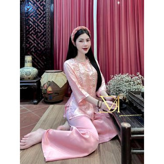 Set pháp phục đi chùa cao cấp , tiểu thư, sang chảnh , màu hồng baby