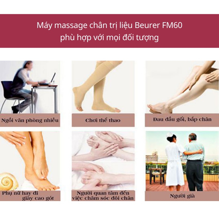 Máy massage chân khô trị liệu Beurer FM60, máy mats xa kết hợp đèn hồng ngoại massage các huyệt đạo ở gan bàn chân
