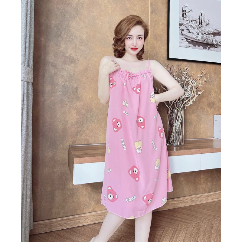 Đầm 2 dây họa tiết dễ thương mặc mát
