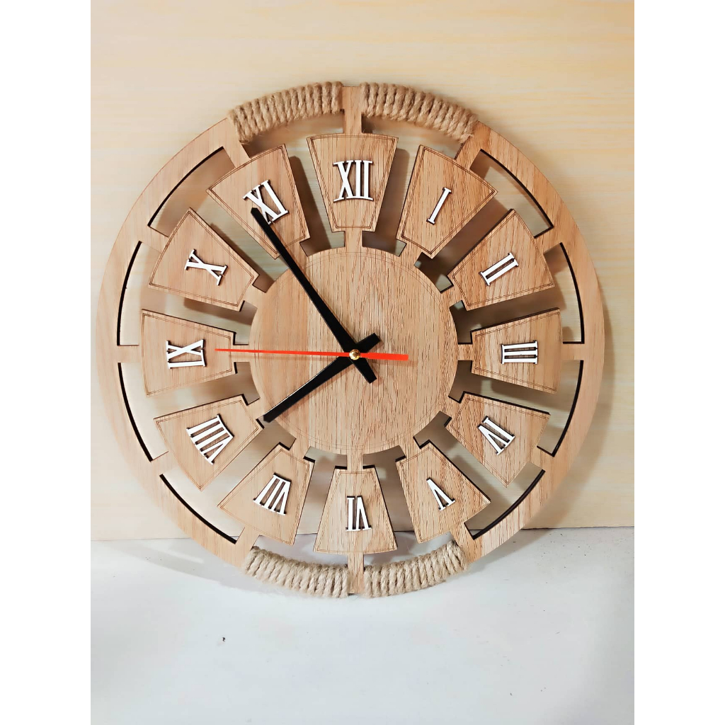 Đồng hồ gỗ treo tường chất liệu gỗ máy kim trôi thiết kế in theo yêu cầu decor trang trí nhà và quán cafe