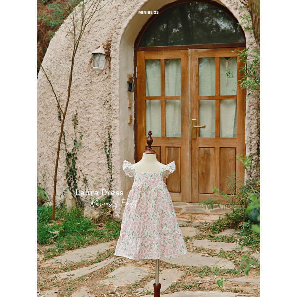 Váy cánh tiên cách điệu dáng xòe họa tiết hoa nhí dành cho bé gái từ 12m - 6y - Laura Dress by Minibe