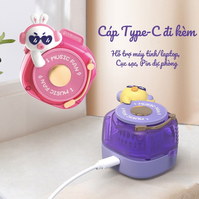 [GIFT] Quạt Mini Đeo Cổ Dễ Thương Không Cánh, Tiện Lợi Cho Bé