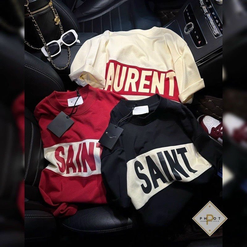Áo Thun SAINT LAURENT Form Rộng Tay Lỡ Chất Vải Cotton 2 Chiều Cao Cấp | BigBuy360 - bigbuy360.vn