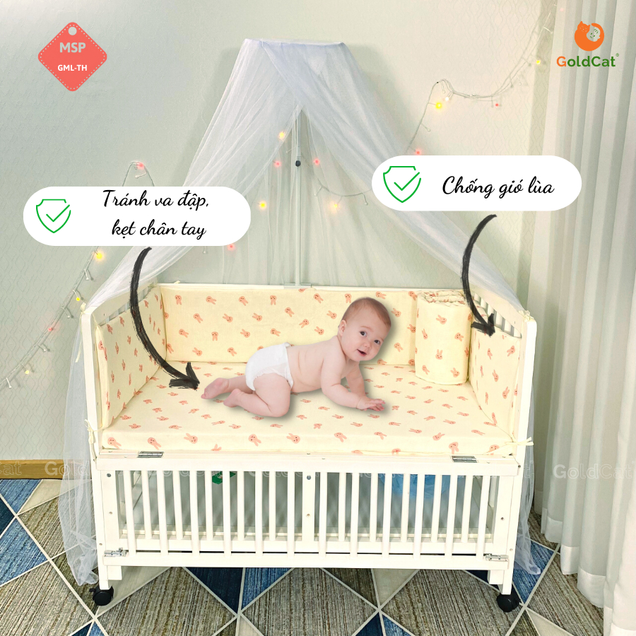 Bộ Quây Cũi Kèm Ga Vải Bọc Đệm Cho Bé GOLDCAT QG Chất Liệu Xô Muslin Cao Cấp, Đa Dạng Kích Thước, Màu Sắc NgộNghĩnh