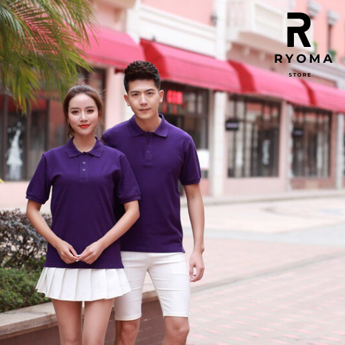 Áo Polo trơn,màu TÍM từ Ryoma chất cá sấu poly, co giãn, form Fit
