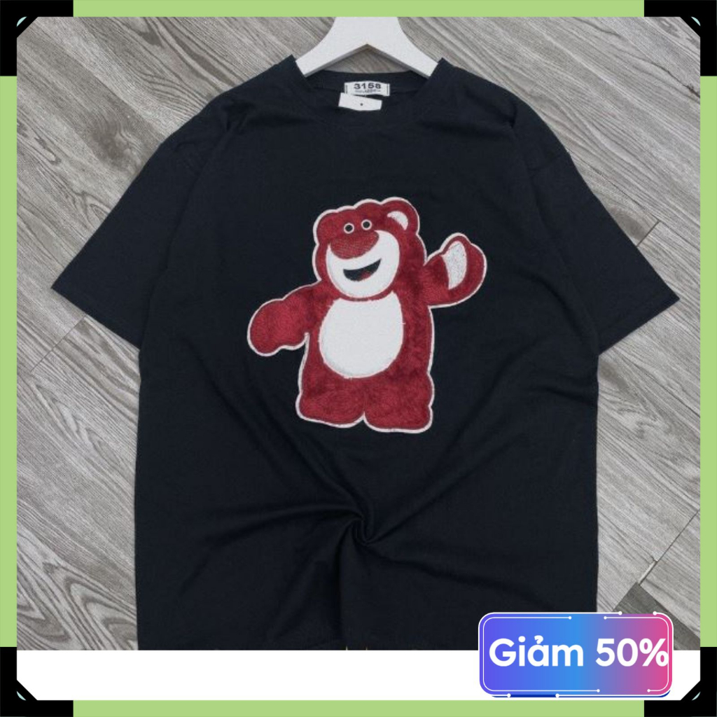 Áo thun nữ nam tay lỡ form rộng Gấu Thêu Oversize Unisex chất cotton siêu đẹp vải dày dặn | BigBuy360 - bigbuy360.vn