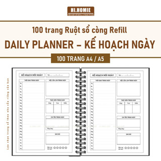  Daily Planner Sổ tay sắp xếp Kế hoạch mỗi ngày | 100 trang | Giấy refill ruột sổ còng | A5 A4 B5 - Hi Homie 