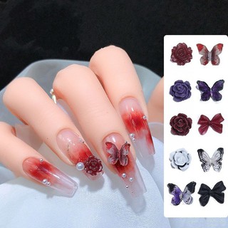 Charm bươm hoa hồng nhựa trang trí móng