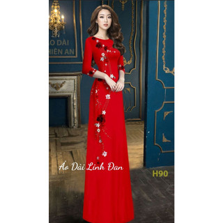 Áo dài in 3D vải lụa nhật sang trọng, mềm mịn, co giãn - Áo Dài Linh Đan