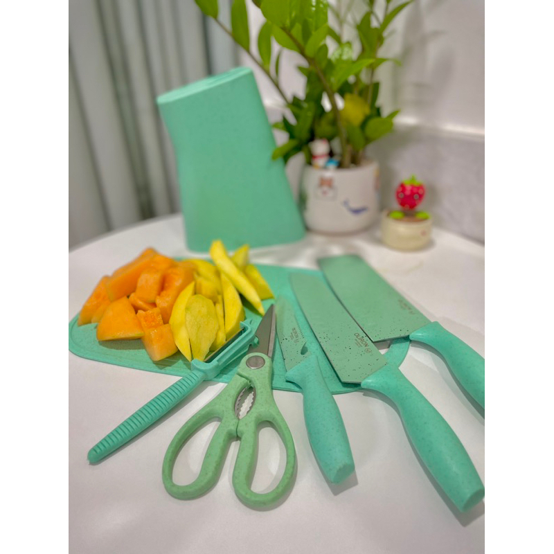 Bộ dao kéo nhà bếp lúa mạch cao cấp 7 món chi tiết chuyên dụng cho căn bếp #dao #thot #decor