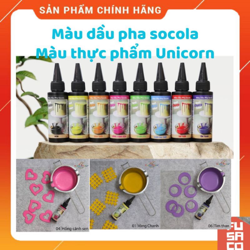MÀU DẦU PHA SOCOLA (màu thực phẩm Unicorn) chai 50ML (có 8 MÀU)