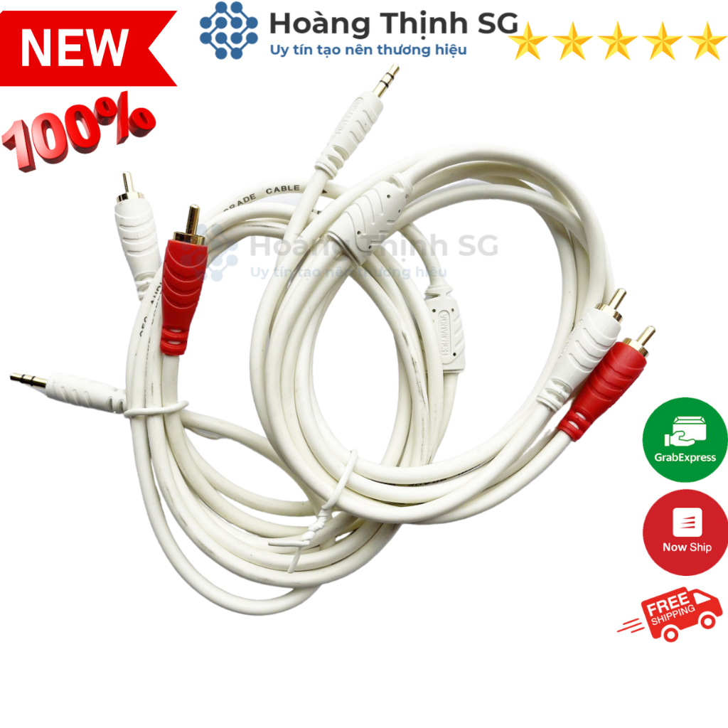 Dây cáp Loa jack 3.5 ra 2 AV hoa sen -1.8m-3m-5m-10m, Nhựa dẽo chất lượng âm thanh tốt - Chính hãng