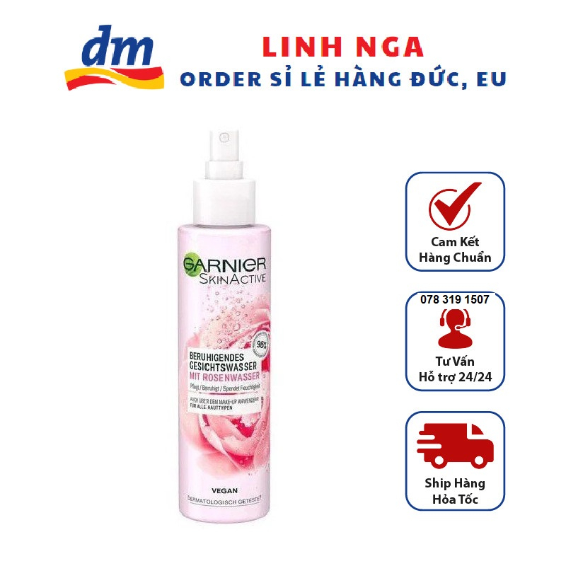 Nước hoa hồng Garnier Skin , nước cân bằng da chai dạng xịt - Nội địa Đức
