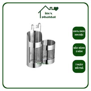Ống đựng đũa muỗng Inox 304 PHÁT ĐẠT, giá để đũa, hộp để đũa thìa inox cao cấp, ống đũa tròn inox (SP099)