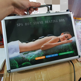 Hộp hấp đá massage, máy hấp đá nóng bao gồm 16 viên đá, đá nóng massage