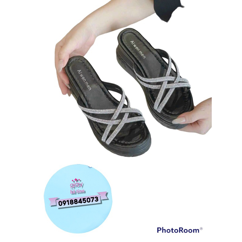 Dép quai đá nâng đế 8-9 phân,Đen và kem flashone30%