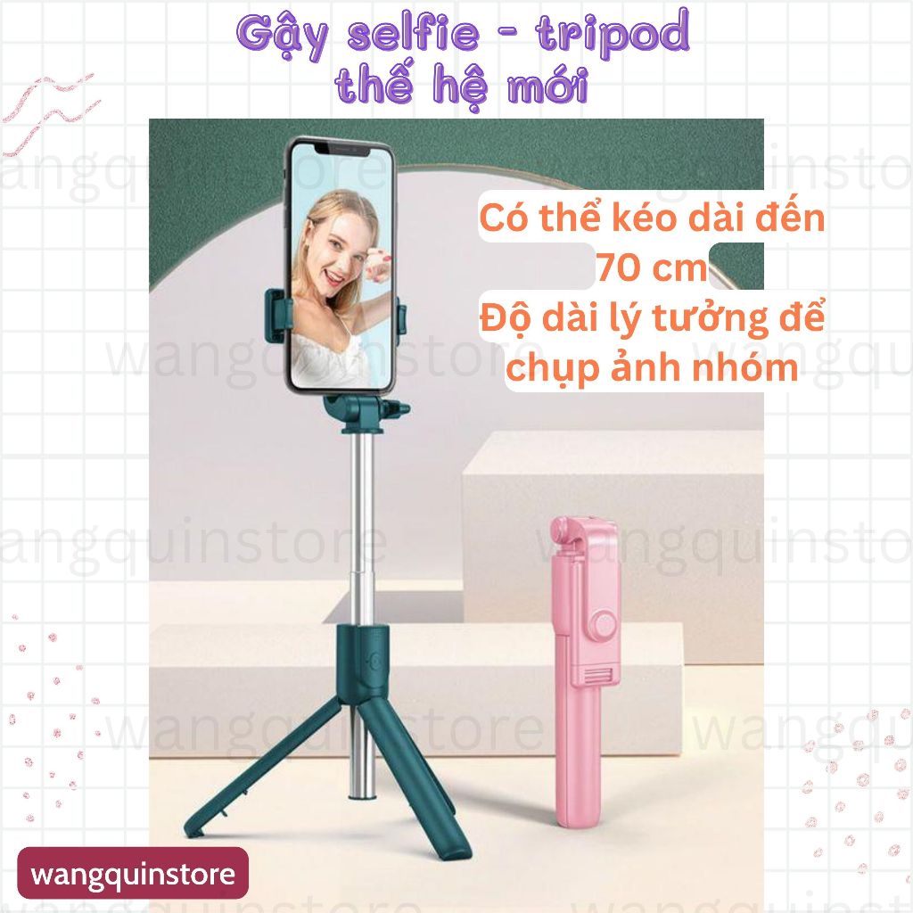 Gậy selfie 3 chân có điều khiển từ xa, xoay 360 độ, chụp ảnh du lịch, livestream Tripod gậy chụp ảnh 3 chân tự sướng