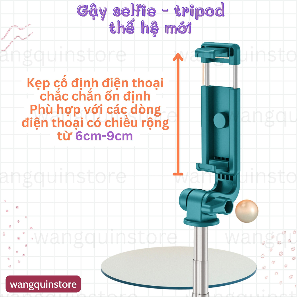Gậy selfie 3 chân có điều khiển từ xa, xoay 360 độ, chụp ảnh du lịch, livestream Tripod gậy chụp ảnh 3 chân tự sướng