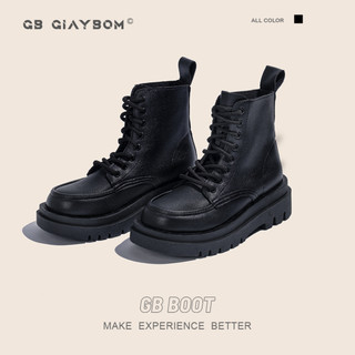 Giày Bốt Nữ Cổ Cao Giày BOM Da PU Bóng Mềm Đế Cao Hot Trend Ulzzang Thời Trang Mới Nhất Màu Đen giayBOM GB Boot B1185