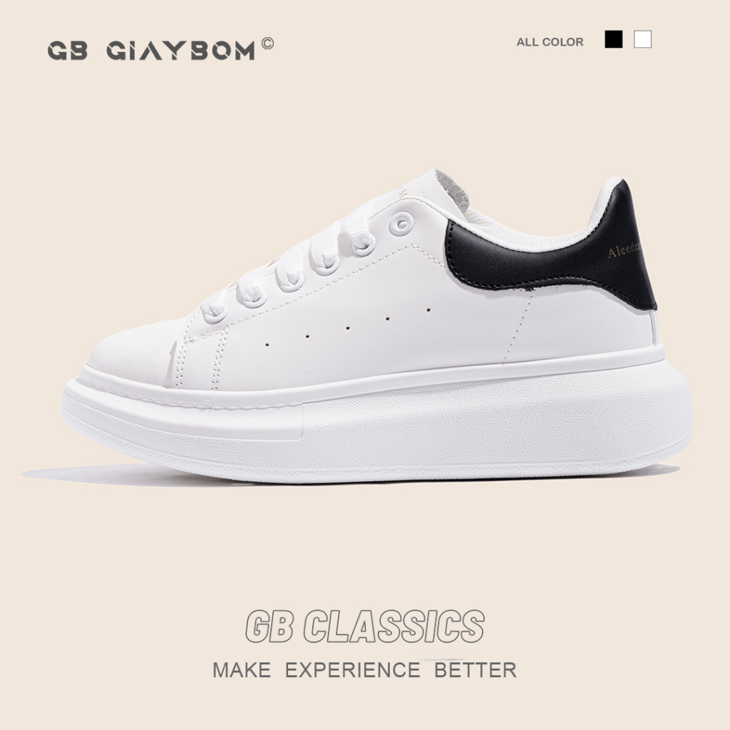 Giày Sneaker Nữ Đế Độn Tăng Chiều Cao Màu Trắng Kiểu Hàn Quốc Đẹp Mới Nhất giayBOM GB Classics B1443