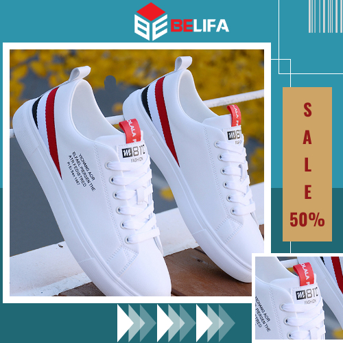 Giày sneaker hàn quốc, thể thao nam trắng, giày nam đen trắng trẻ trung BELIFA STORE mã G3M
