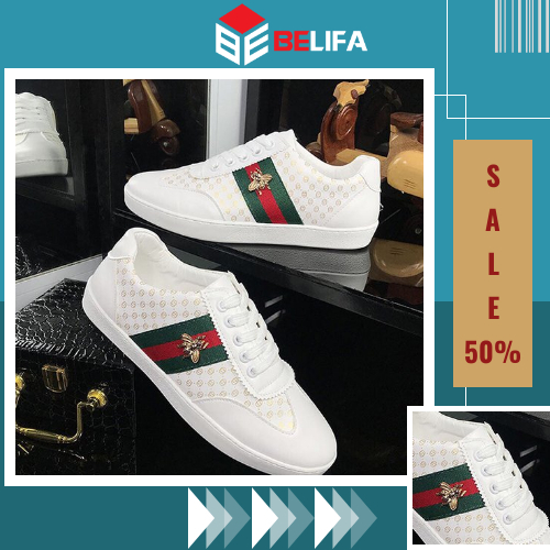 Giày sneaker hàn quốc, thể thao nam trắng, giày nam đen trắng trẻ trung BELIFA STORE mã GCO