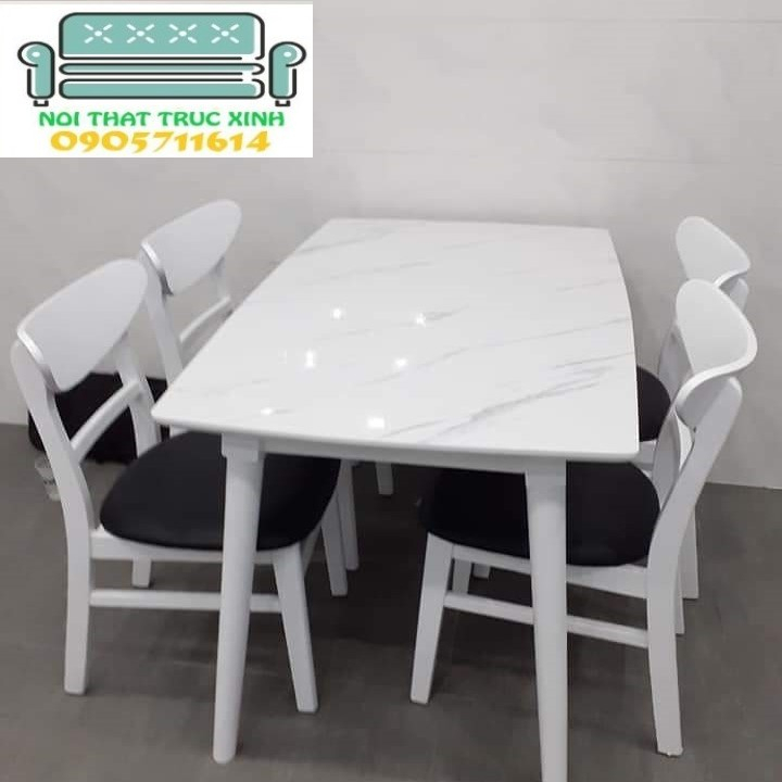 Bộ bàn ăn 4 ghế +bàn đá ceramic