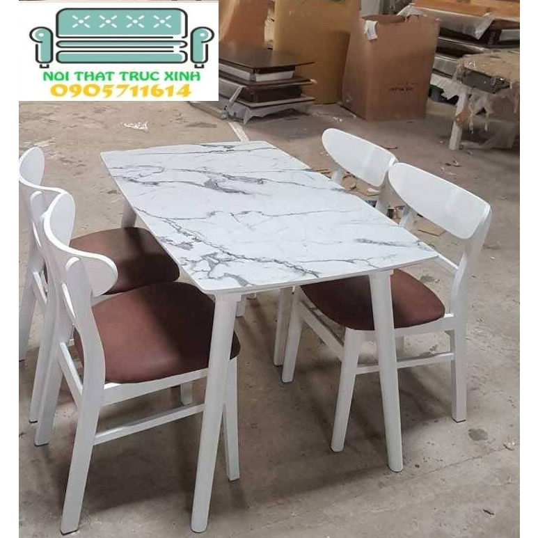 Bộ bàn ăn 4 ghế +bàn đá ceramic