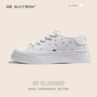 Giày Bata Nữ Thể Thao Vải Canvas Đế Bánh Mì Ulazzang Hàn Quốc Màu Trắng GiayBOM GB Classics B1169