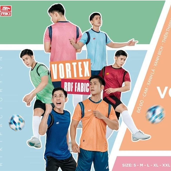 Bộ bóng đá, áo đá bóng, áo đá banh không logo RIKI VORTEX- Thấm hút tốt, thoải mái, mềm mại