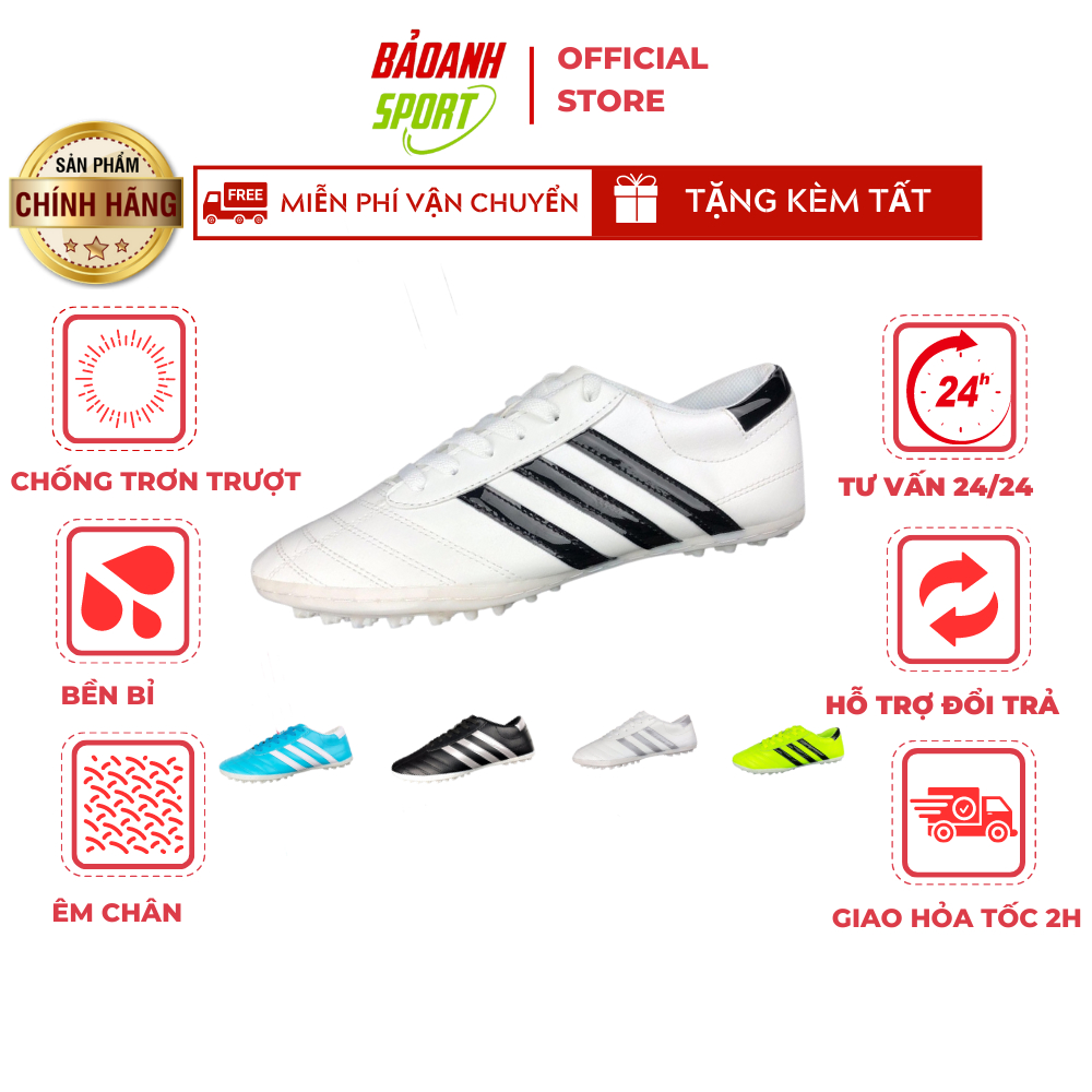 Giày Đá Bóng Wika Sân Cỏ Nhân Tạo 3 Sọc Ct3 Đá Banh Khâu Toàn Bộ Đế Ôm Chân Chất Liệu Pu
