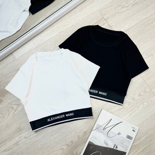 Áo croptop tay ngắn viền bo chữ eo chất bozip