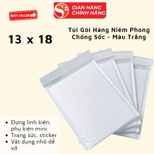 Túi Gói Hàng Chống Sốc Niêm Phong Túi Bóng Khí Chống Sốc, Chống Nước Đựng Phụ Kiện - Size 13x18