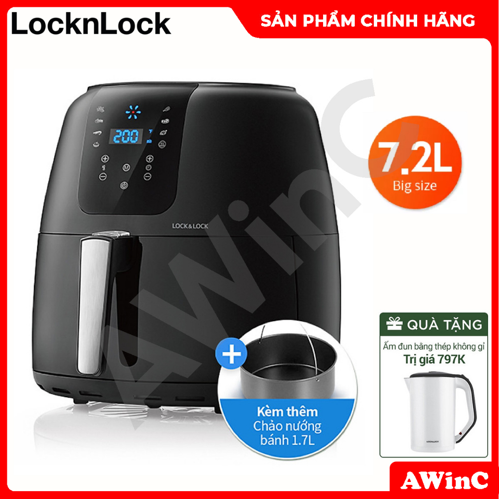 Nồi Chiên Không Dầu Điện Tử Lock&Lock EJF296BLK Super Jumbo Plus Air Fryer 7.2L