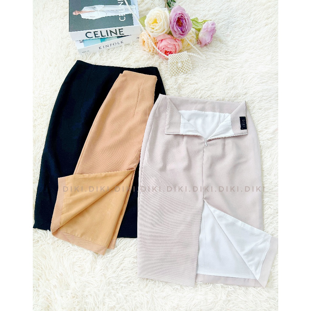 Chân váy công sở đẹp dáng bút chì dài 2 lớp xẻ tà sau váy bút chì dài