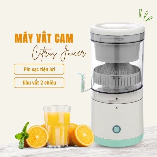 Máy Vắt Cam, Máy Vắt Trái Cây Ba Chiều Citrus Juicer Không Dây Cổng Sạc USB - Máy Ép Cam Vắt Kiệt, Dễ Vệ Sinh