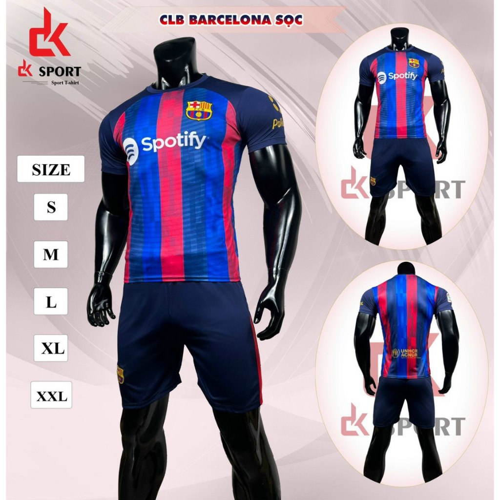 Bộ quần áo bóng đá clb Barca sọc đỏ xanh Sân nhà 2023 DK