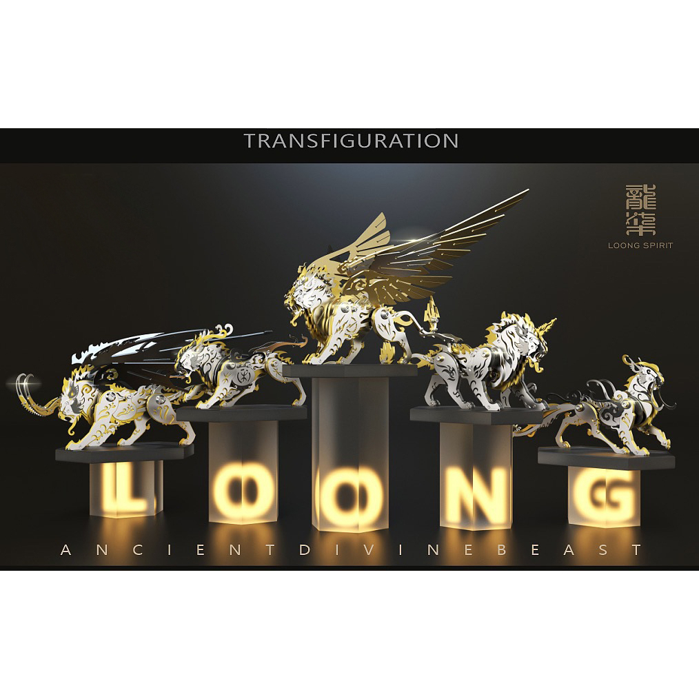 Mô Hình Lắp ghép 3d Kim Loại dùng vít tứ linh_ long lân quy phượng