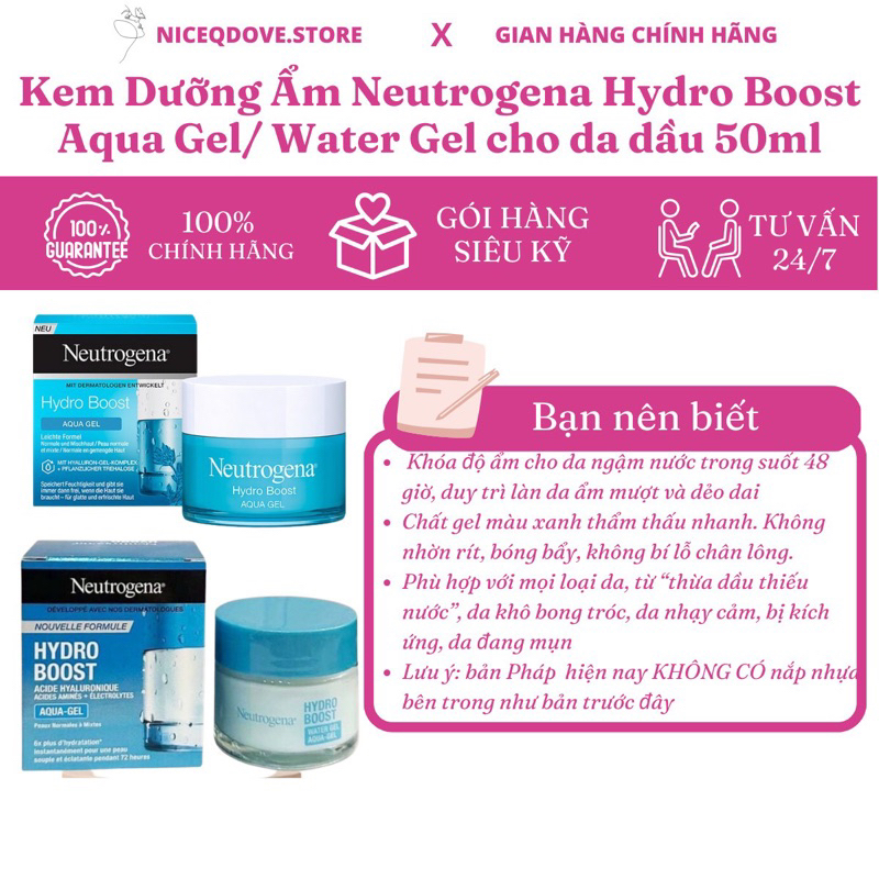 [HÀNG PHÁP] Kem dưỡng Neutrogena Hydro Boost Aqua/Water Gel