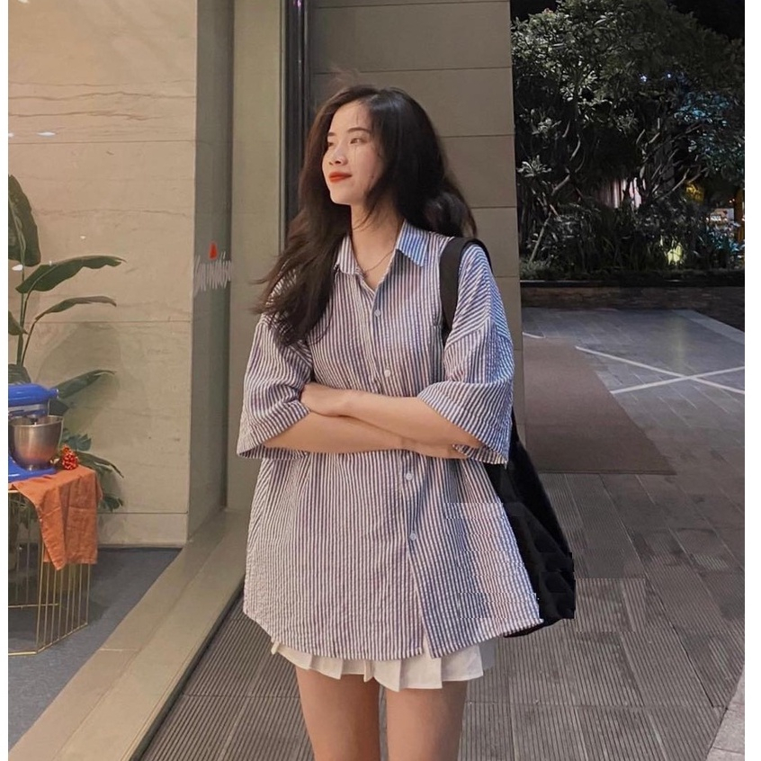 Áo sơ mi nữ form rộng tay lỡ buộc dây 2 bên phong cách hàn quốc SM4