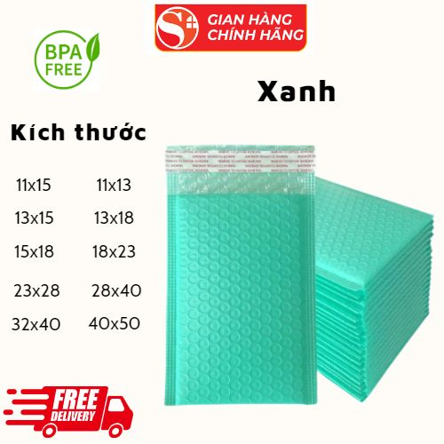 Túi Gói Hàng Chống Sốc Niêm Phong Túi Bóng Khí Chống Sốc, Chống Nước Đựng Phụ Kiện - Màu Xanh